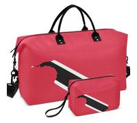 Quilted Travel Duffel Bag Set All-over Printed | Convertible Shape Easy Storage for Toiletry Organizer Trinidad & Tobago National Pride Flag