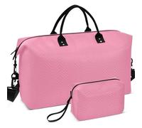 Quilted Travel Duffel Bag Set All-over Printed Convertible Shape Large Capacity for Toiletry Organizer, Solid color Pure Plain Hot Pastel, One Size, Retro