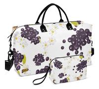 Quilted Travel Duffel Bag Set All-over Printed Convertible Shape Large Capacity for Toiletry Organizer, sweet green fruit white bees, One Size, Retro