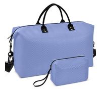 Quilted Travel Duffel Bag Set All-over Printed Convertible Shape Large Capacity for Toiletry Organizer, Solid color Pure Plain Roya Blue, One Size, Retro