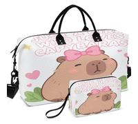 Quilted Travel Duffel Bag Set All-over Printed Convertible Shape Portable for Daily Storage Just A Girl Who Loves