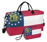 Quilted Travel Duffel Bag Set All-over Printed Convertible Shape Portable for Travel, Georgia State Flag, One Size, Retro