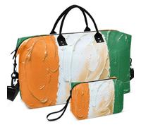 Quilted Travel Duffel Bag Set All-over Printed Convertible Shape Portable for Travel Ivory coasts Flag