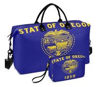 Quilted Travel Duffel Bag Set All-over Printed Convertible Shape Portable for Travel, Oregon State Flag, One Size, Retro