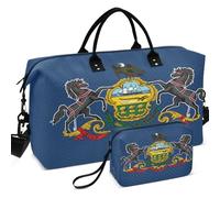 Quilted Travel Duffel Bag Set All-over Printed Convertible Shape Portable for Travel, Pennsylvania State Flag, One Size, Retro