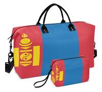 Quilted Travel Duffel Bag Set All-over Printed Mesh Divider pouching Easy Storage for All Seasons, National Flag of Mongolia, One Size, Retro