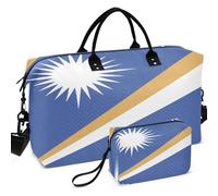 Quilted Travel Duffel Bag Set All-over Printed Mesh Divider pouching Easy Storage for All Seasons, National Flag of the Islands, One Size, Retro