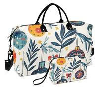 Quilted Travel Duffel Bag Set All-over Printed Mesh Divider pouching Lightweight for Travel, Mexican Cinco de Mayo colorful flowers, One Size, Retro