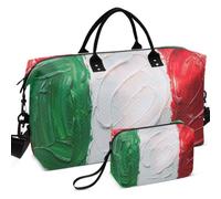 Quilted Travel Duffel Bag Set All-over Printed Multi Pockets Portable for Daily Storage Italy Flag Green Red