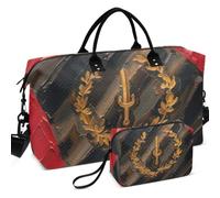 Quilted Travel Duffel Bag Set All-over Printed Trolley Sleeve Lightweight for Daily Storage Black Usa Heritage Flag