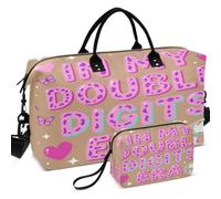 Quilted Travel Duffel Bag Set All-over Printed Trolley Sleeve Lightweight for Daily Storage in My Double Digits Era