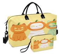 Quilted Travel Duffel Bag Set All-over Printed With Small pouching Easy Storage for Daily Storage Funny Halloween monsters