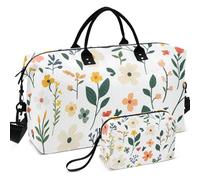 Quilted Travel Duffel Bag Set All-over Printed With Small pouching Easy Storage for Toiletry Organizer Spring Cute Colorful