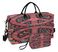 Quilted Travel Duffel Bag Set All-over Printed With Small pouching Easy Storage for Travel, Blue Whale Ocean Predator Coral Reefs Ocean, One Size, Retro