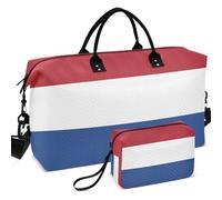 Quilted Travel Duffel Bag Set All-over Printed With Small pouching Lightweight for Daily Storage, National Flag of the Netherlands, One Size, Retro