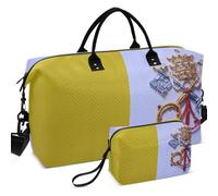 Quilted Travel Duffel Bag Set All-over Printed With Small pouching Lightweight for Daily Storage Vatican Flag