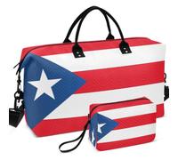 Quilted Travel Duffel Bag Set All-over Printed With Small pouching Lightweight for Toiletry Organizer Puerto Rico Flag