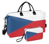 Quilted Travel Duffel Bag Set Wave Ultrasonic Quilted Convertible Shape Easy Storage for Daily Storage, National Flag of the Czech Republic, One Size, Retro