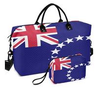 Quilted Travel Duffel Bag Set Wave Ultrasonic Quilted Convertible Shape Easy Storage for Daily Storage, Flag of the Cook Islands, One Size, Retro