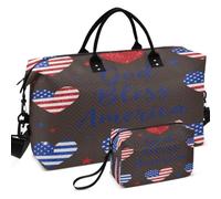 Quilted Travel Duffel Bag Set Wave Ultrasonic Quilted Convertible Shape Portable for Toiletry Organizer God Bless