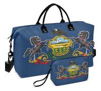 Quilted Travel Duffel Bag Set Wave Ultrasonic Quilted Convertible Shape Portable for Travel Flag Of Pennsylvania