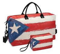 Quilted Travel Duffel Bag Set Wave Ultrasonic Quilted Mesh Divider pouching Lightweight for All Seasons Puerto Rico Flag