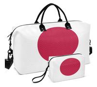 Quilted Travel Duffel Bag Set Wave Ultrasonic Quilted Mesh Divider pouching Portable for All Seasons Flag Of Japan