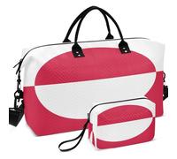 Quilted Travel Duffel Bag Set Wave Ultrasonic Quilted Multi Pockets Easy Storage for Sports & Gym, Flag of Greenland, One Size, Retro