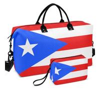 Quilted Travel Duffel Bag Set Wave Ultrasonic Quilted Trolley Sleeve Easy Storage for Daily Storage Flag Of Puerto Rico
