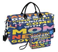 Quilted Travel Duffel Bag Set Wave Ultrasonic Quilted | Trolley Sleeve Lightweight for Sports & Gym Autism Doesn't Come with A Manual It Comes with A Mom