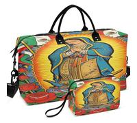 Quilted Travel Duffel Bag Set Wave Ultrasonic Quilted Trolley Sleeve Portable for All Seasons, Our Lady De Guadalupe Virgin Mary Mexican Flag, One Size, Retro