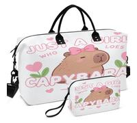 Quilted Travel Duffel Bag Set Wave Ultrasonic Quilted Trolley Sleeve Portable for Travel Just A Girl Who Loves Capybaras