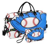 Quilted Travel Duffel Bag Set Wave Ultrasonic Quilted With Small pouching Easy Storage for All Seasons, Baseball Drip Ice Cream Sprinkles Baseball Glove, One Size, Retro