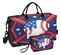 Quilted Travel Duffel Bag Set Wave Ultrasonic Quilted With Small pouching Easy Storage for All Seasons, Ice Cream Baseball Drip Respect The Drip Youth, One Size, Retro