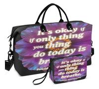 Quilted Travel Duffel Bag Set Wave Ultrasonic Quilted With Small pouching Lightweight for Sports & Gym It's Okay If The
