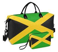Quilted Travel Duffel Bag Set Wave Ultrasonic Quilted With Small pouching Lightweight for Toiletry Organizer, National Flag of Jamaica, One Size, Retro