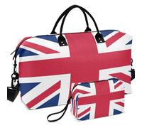 Quilted Travel Duffel Bag Set Wave Ultrasonic Quilted With Small pouching Lightweight for Toiletry Organizer, National Flag of the United Kingdom, One Size, Retro