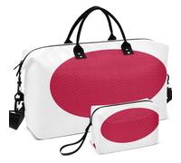Quilted Travel Duffel Bag Set Wave Ultrasonic Quilted With Small pouching Lightweight for Toiletry Organizer, National Flag of Japan, One Size, Retro