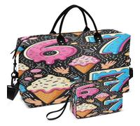 Quilted Travel Duffel Bag Set Wave Ultrasonic Quilted With Small pouching Portable for Daily Storage, Six Seven 67 6 7 Ni?os 67 Adolescente Ni?os 6-7, One Size, Retro