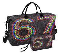 Quilted Travel Duffel Bag Set Wave Ultrasonic Quilted With Small pouching Portable for Daily Storage, Spotty 6 7. Funny Six Seven Dots Meme. Teens, One Size, Retro