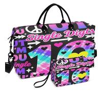 Quilted Travel Duffel Bag Set Wave Ultrasonic Quilted With Small pouching Portable for Daily Storage, Peace Out Single Digits I'm 10 Digits Tie Dye, One Size, Retro