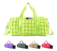 Quilted Travel Duffle Bag Gym Bag for Women,Large Puffer Duffle Weekender Bag with Compartment,Workout Overnight Carry on Organizer Bag Duffle Bag for Airplane Travel, Green, M, Classic