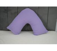 Quilted V Shaped Pillow with Free Flannel V Pillowcase 100% Brushed Cotton Pillowcase Soft Warm Cuddly Cosy orthopaedic Maternity Back Neck & Pregnancy Support Pillow Standard Size 74 x 34cm (Lilac)