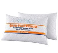 Quilted Waterproof Pillow Protectors 2 Pack (50 x 90 CM) - Super King Pillow Protector Soft Breathable Poly Cotton Zippered Covers, Hypoallergenic, Dust & Mite Proof, Machine Washable