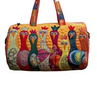 Quilted Weekender Travel Bag for Women, Artistic Patchwork Duffel Gym Bag, Lightweight Overnight Carry On Bag with Soft Handles for Short Trips, Fitness & Weekend Getaways YS1,16X8X8 inch