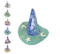 Quilted Witch Hat, Handcrafted Folk Art Hat, Vintage Halloween Witch Hats, Renaissance Hats for Women (Turquoise)