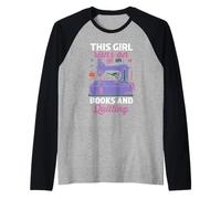 Quilter | Book Lover | This Girl Runs On Books and Quilting Raglan Baseball Tee