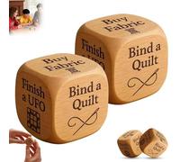 Quilter’s Dice, 6 Sided Handmade Wooden Creative Quilters Decision Dice Kit, Funny Quilter’s Dice Set with 6 Engraved Sewing Tasks, Unique Tool Gift for Quilters Crafters Stocking Stuffers (2pcs)