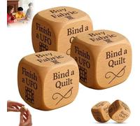 Quilter’s Dice, 6 Sided Handmade Wooden Creative Quilters Decision Dice Kit, Funny Quilter’s Dice Set with 6 Engraved Sewing Tasks, Unique Tool Gift for Quilters Crafters Stocking Stuffers (3pcs)