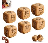 Quilter’s Dice, 6 Sided Handmade Wooden Creative Quilters Decision Dice Kit, Funny Quilter’s Dice Set with 6 Engraved Sewing Tasks, Unique Tool Gift for Quilters Crafters Stocking Stuffers (6pcs)